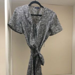 Wrap black and white dress